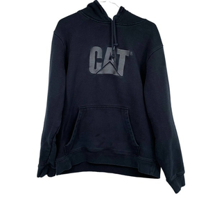 Black‎ CAT Caterpillar Embroidered Hoodie Sweatshirt XL Heavyweight Thick